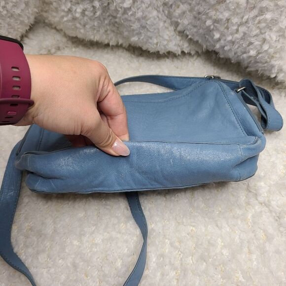 Fossil Blue Pebble Leather Crossbody Bag - Picture 5 of 6